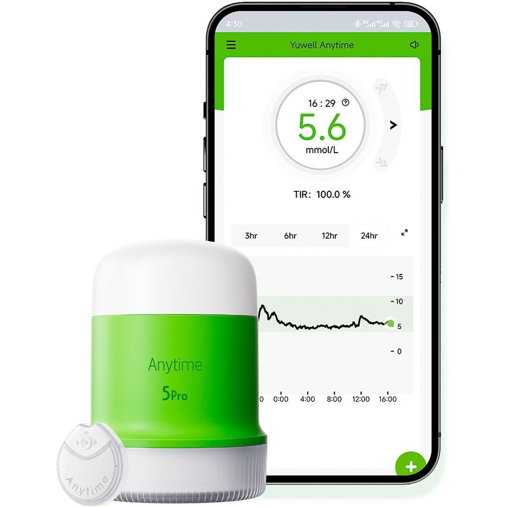 Thiết bị Yuwell Anytime 5 Pro và ứng dụng theo dõi đường huyết