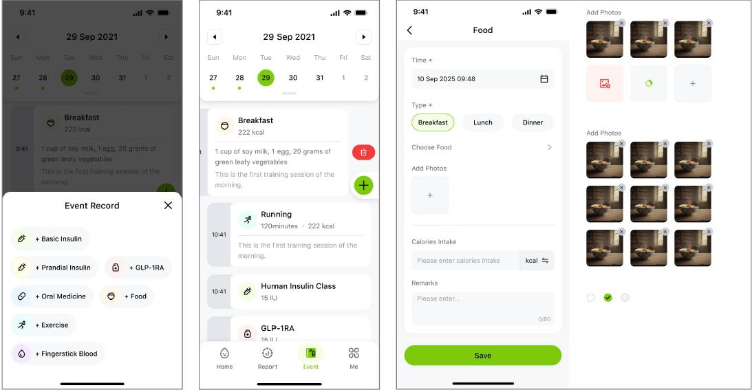 Chụp ảnh món ăn và nhật ký sự kiện trên app Anytime